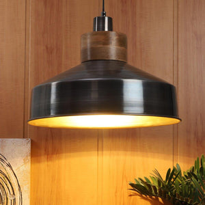 Zinc Antique Wood Hanging Lights - 1003 - Included Bulb