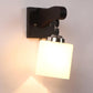ELIANTE Brown Wood Base White Glass Shade Wall Light - 1009-1W - Bulb Included