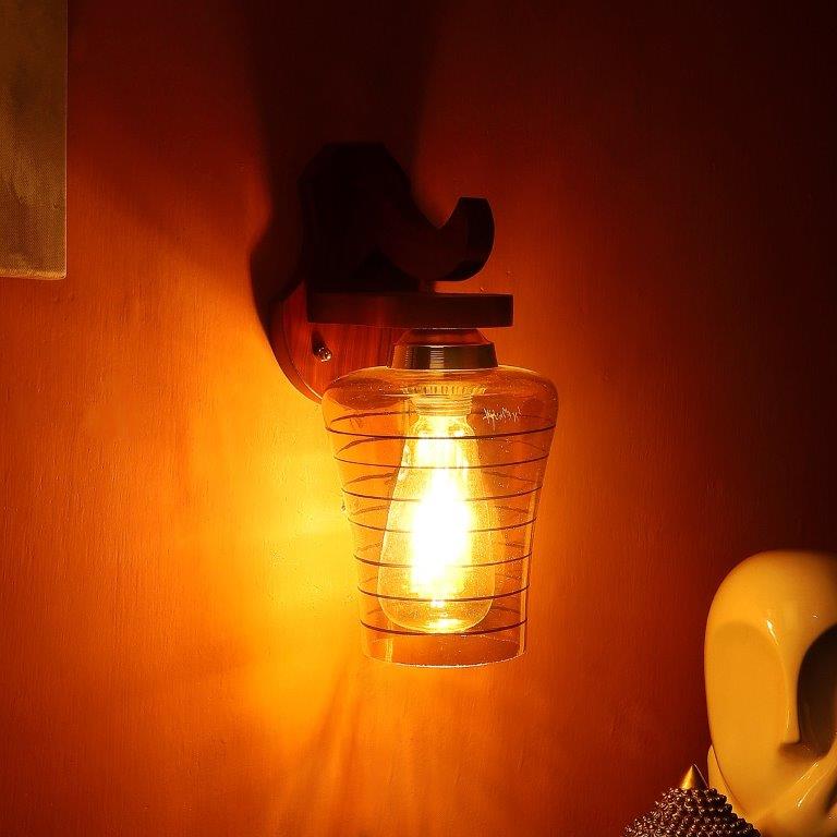 Shyrix Red Wood Wall Light  | E27 holder | Included Bulb | Eliante by Jainsons Lights