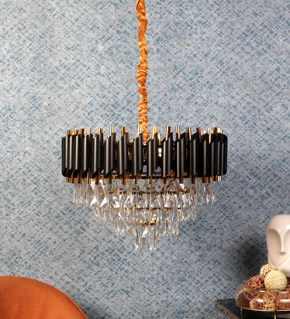 1015-500Mm Eliante Black And Gold Crystal Chandeliers  - Inbuilt Led Color Cw + Ww + Nw