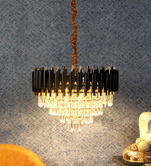 1015-500Mm Eliante Black And Gold Crystal Chandeliers  - Inbuilt Led Color Cw + Ww + Nw