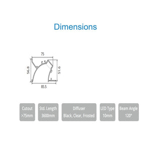 JS-JAS LP 011-05 Pop Half Round Corner Recessed Cove Alluminium Profile For Strips 102-JAS-R8657