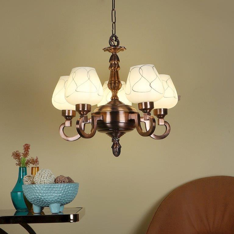 ELIANTE Rose Gold Aluminium Chandeliers- 1028-5LP - without bulb