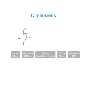 JS-JAS LP 011-2 Pop Trimless Up/Downlight Cove Trimless Alluminium Profile For Strips 104-JAS-R2588