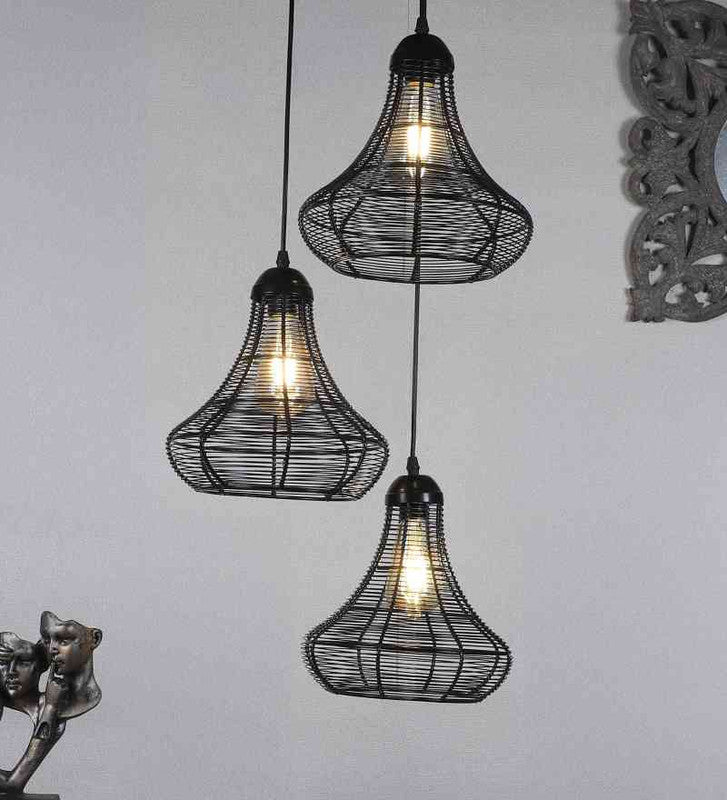 LuxoraX Black Iron Hanging Light  | E27 holder | Included Bulb | Eliante by Jainsons Lights