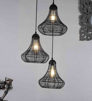 LuxoraX Black Iron Hanging Light  | E27 holder | Included Bulb | Eliante by Jainsons Lights