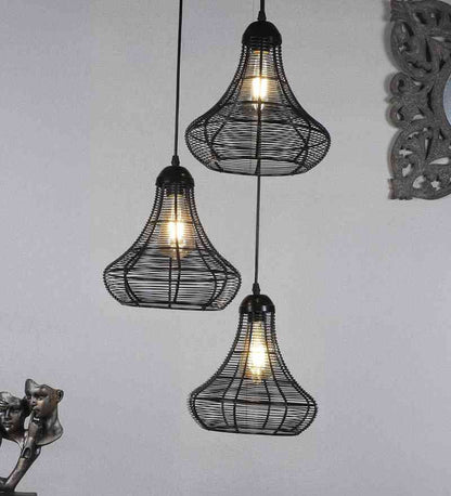 LuxoraX Black Iron Hanging Light  | E27 holder | Included Bulb | Eliante by Jainsons Lights