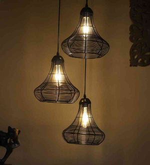 LuxoraX Black Iron Hanging Light  | E27 holder | Included Bulb | Eliante by Jainsons Lights