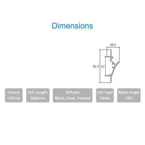 JS-JAS LP 011-08 Pop Wall Uplight Cove Up Light Alluminium Profile For Strips 105-JAS-R3696