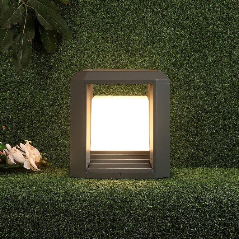 ELIANTE Grey Aluminium Base Frost Acrylic Shade Gate Light - 1062-Gl-Big-Grey - Bulb Included