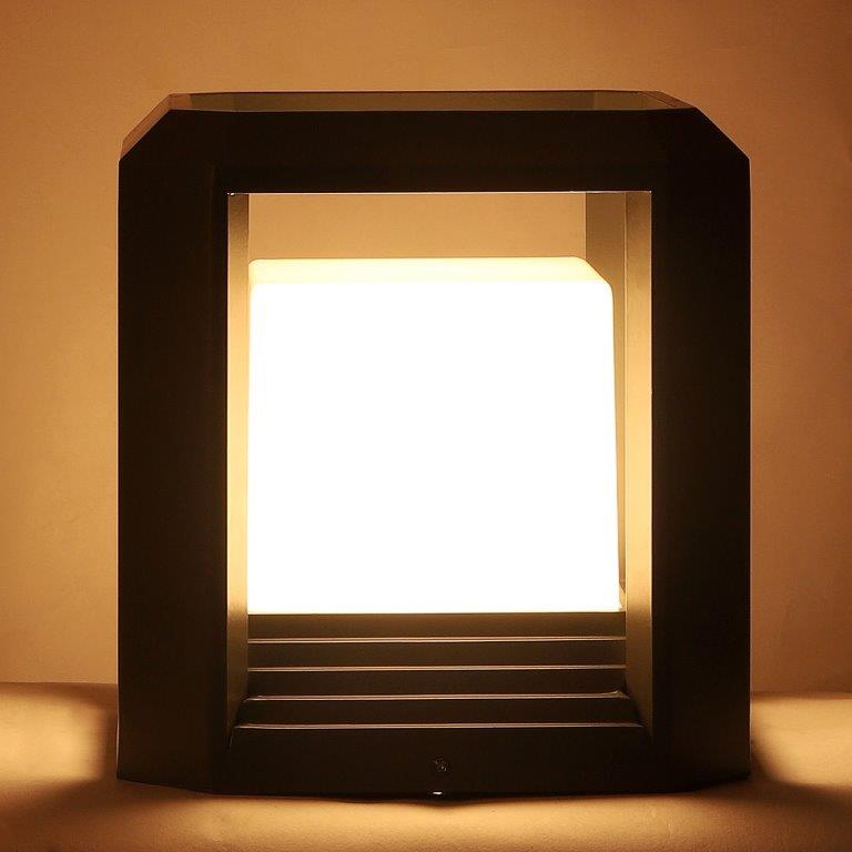 ELIANTE Grey Aluminium Base Frost Acrylic Shade Gate Light - 1062-Gl-Big-Grey - Bulb Included