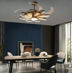 JS-FO - FI-7788 High Speed Modern Chandelier Fans Black Finish Acrylic Blades Size 1070mm
