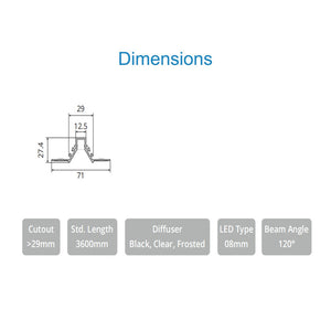 JS-JAS Jas Td7127 Deep recessed Alluminium Profile For Strips 110-JAS-R7127