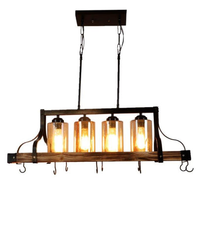 Eliante Lassitude Brown And Black Wood And Iron Hanging Light 1126-4LP