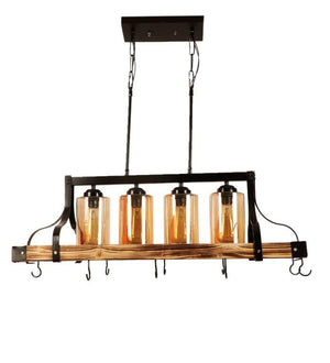 Eliante Lassitude Brown And Black Wood And Iron Hanging Light 1126-4LP