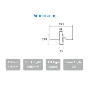 JS-JAS JSAS-Glass Shelf Recessed Glass Shelf Alluminium Profile For Strips 113-JAS-R7034