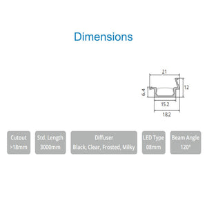 JS-JAS JSAS-Tiled Profile Recessed Shelf Light Alluminium Profile For Strips 115-JAS-R1512