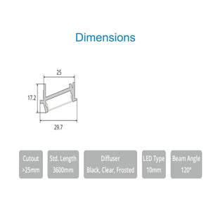 JS-JAS JSAS-Retail Recessed 01 Shelf Light Alluminium Profile For Strips 116-JAS-R3017