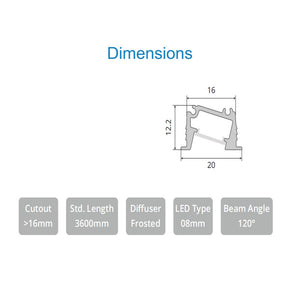 JS-JAS JSAS-Shelf Recessed Asymmetric Shelf Light Recessed Alluminium Profile For Strips 117-JAS-R2012