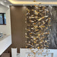 Falling Leaves Glass Cascade Chandelier – A Sculptural Statement for Double-Height Stairwells