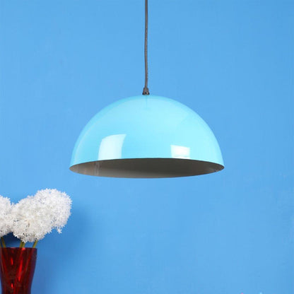 Blue Metal Hanging Light - 12-INCH-GANJA-BL-WH