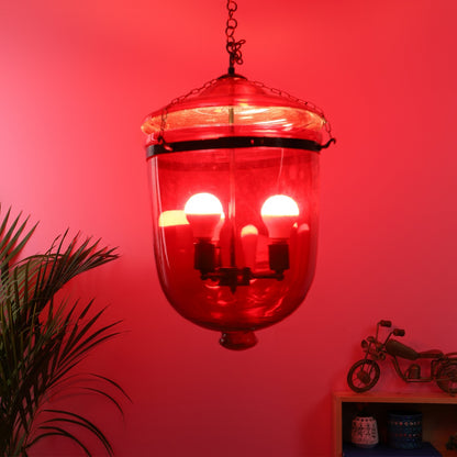 Red Glass Hanging Light-12-Weljar-Red-3lp - Included Bulb