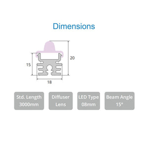 JS-JAS Wall Wash Alluminium Profile For Strips 126-JAS-S1815