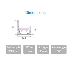 JS-JAS Retail Shelf Alluminium Profile For Strips 127-JAS-S2125