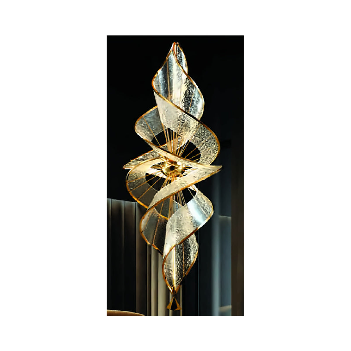 Eliante Twisted Sculptural Chandelier – Clear Glass, Metal