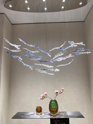 Abstract Amoeba Glass Cluster Chandelier – A Sculptural Statement for Double-Height Lobbies
