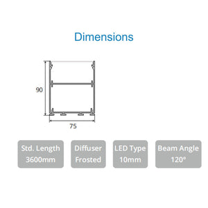 JS-JAS JSAS-Eco 7590 Suspended Surface Pedant Alluminium Profile For Strips 134-JAS-S7590