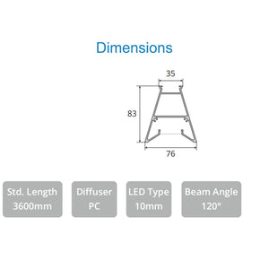 JS-JAS JSAS-7585 Up & Down Tapered Pedant Alluminium Profile For Strips 136-JAS-S7683