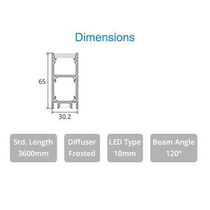 JS-JAS JSAS-3065 Up & Down Pedant Alluminium Profile For Strips 137-JAS-S3065