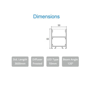 JS-JAS JSAS-5065 Up & Down Pedant Alluminium Profile For Strips 138-JAS-S5065