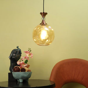 ELIANTE Antique Copper Iron Base Gold White Shade Hanging Light - 139-1Lp - Bulb Included