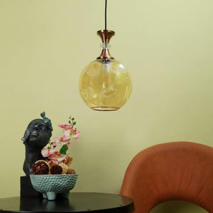 ELIANTE Antique Copper Iron Base Gold White Shade Hanging Light - 139-1Lp - Bulb Included