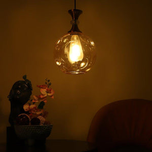 ELIANTE Antique Copper Iron Base Gold White Shade Hanging Light - 139-1Lp - Bulb Included