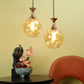 ELIANTE Antique Copper Iron Base Gold White Shade Hanging Light - 139-2Lp - Bulb Included
