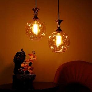 ELIANTE Antique Copper Iron Base Gold White Shade Hanging Light - 139-2Lp - Bulb Included