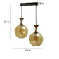 ELIANTE Antique Copper Iron Base Gold White Shade Hanging Light - 139-2Lp - Bulb Included