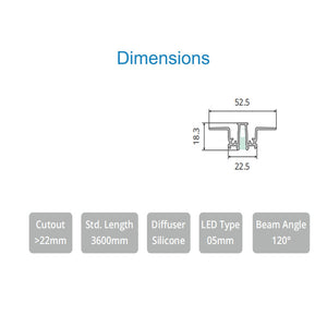 JS-JAS JSAS-Score 6 Minimal Recessed Alluminium Profile For Strips 145-JAS-R5218
