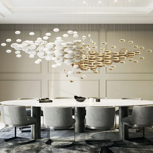 Customised Egg Shell Glass Chandelier with COB Lighting – Double Height & Rectangular Designs