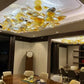 Amber Petal Cluster Glass Chandelier – A Statement Piece for Double-Height Lobbies