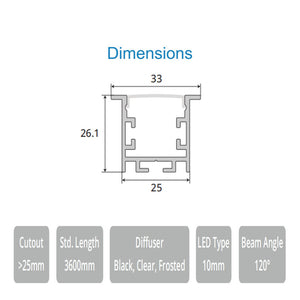 JS-JAS Glow Alluminium Profile For Strips 151-JAS-R2526