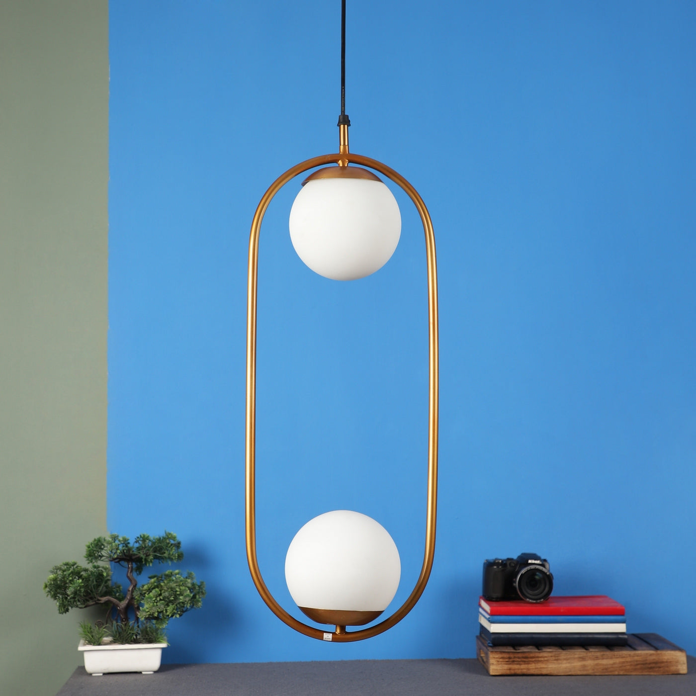 Gold Metal Hanging Light - 1517-2LP-HL - Included Bulb