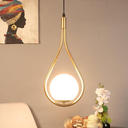 ELIANTE Gold Iron Base White Glass Shade Hanging Light - 1522-1Lp - Bulb Included