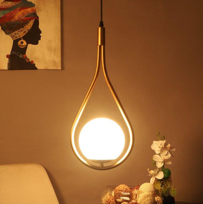 ELIANTE Gold Iron Base White Glass Shade Hanging Light - 1522-1Lp - Bulb Included
