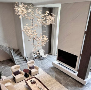 Frangipani Blossom Glass Chandelier – A Statement Piece for Double-Height Interiors
