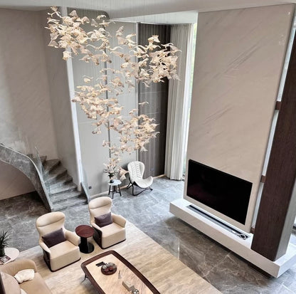 Frangipani Blossom Glass Chandelier – A Statement Piece for Double-Height Interiors