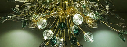 Rainforest Canopy Glass Chandelier – A Lush Botanical Statement in Hand-Blown Glass